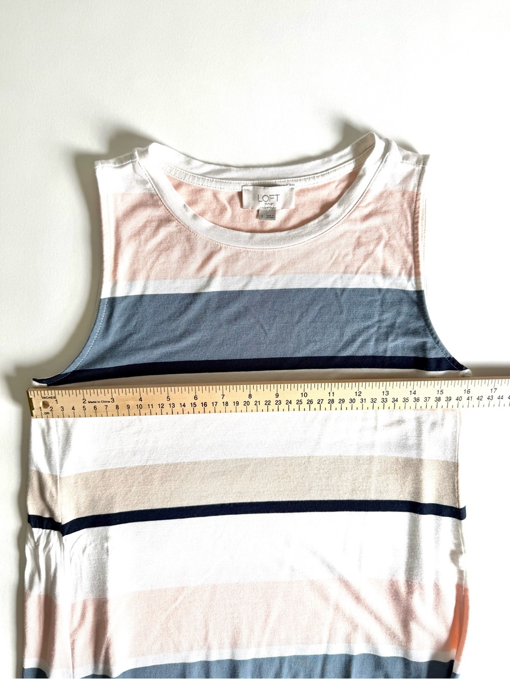 LOFT Pastel Colorblock Coastal Nautical Striped Knit Tank Swing Dress S Preppy - Picture 8 of 11